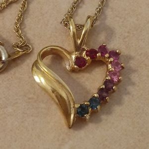 Birthstone Gold Tone Heart Necklace Mom Mother